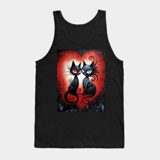 Whimsical Valentines Day Cats Tank Top